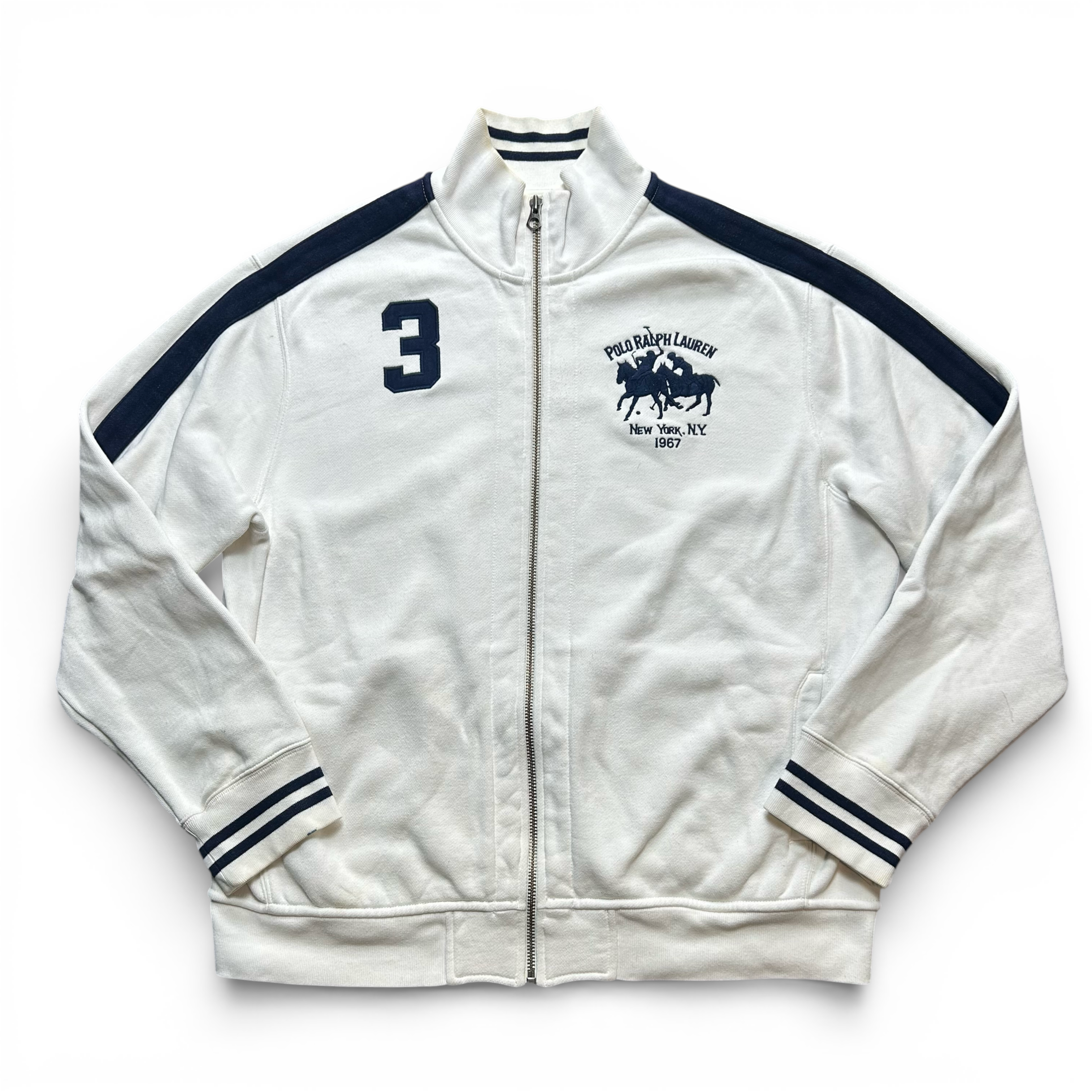 Polo Ralph Lauren Vintage Jacke Baumwolle Heavy Cotton Blau Weiß Size XL