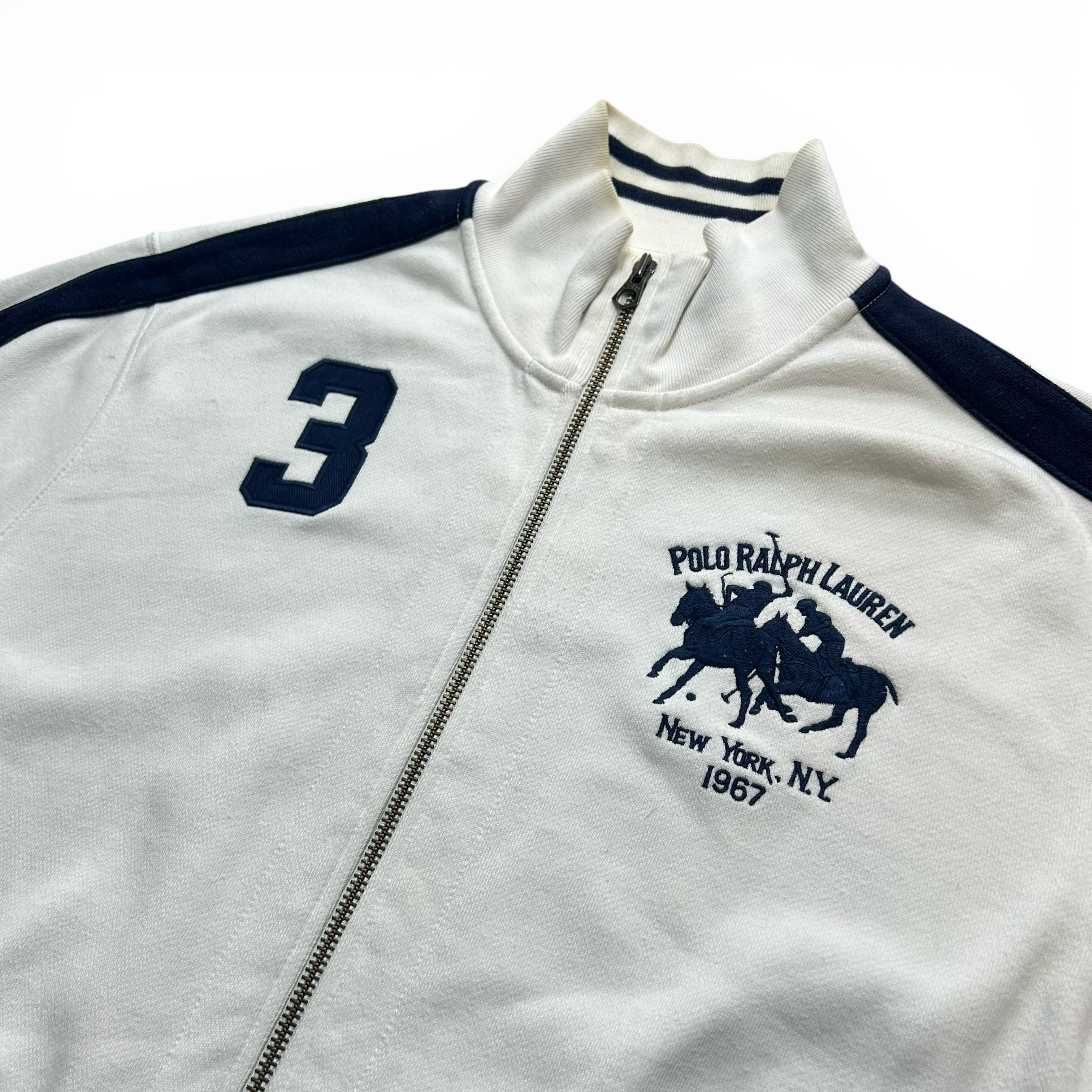 Polo Ralph Lauren Vintage Jacke Baumwolle Heavy Cotton Blau Weiß Size XL