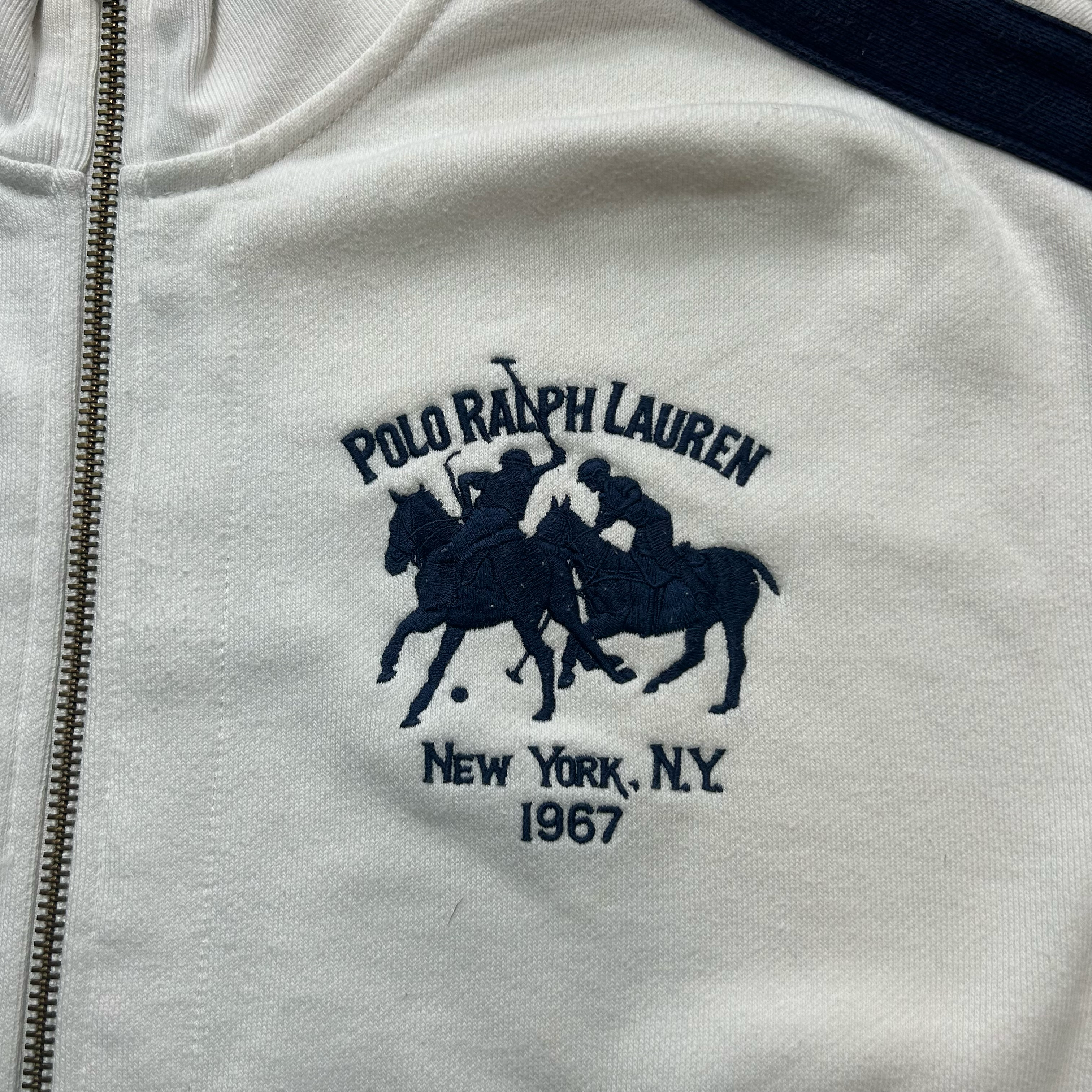 Polo Ralph Lauren Vintage Jacke Baumwolle Heavy Cotton Blau Weiß Size XL