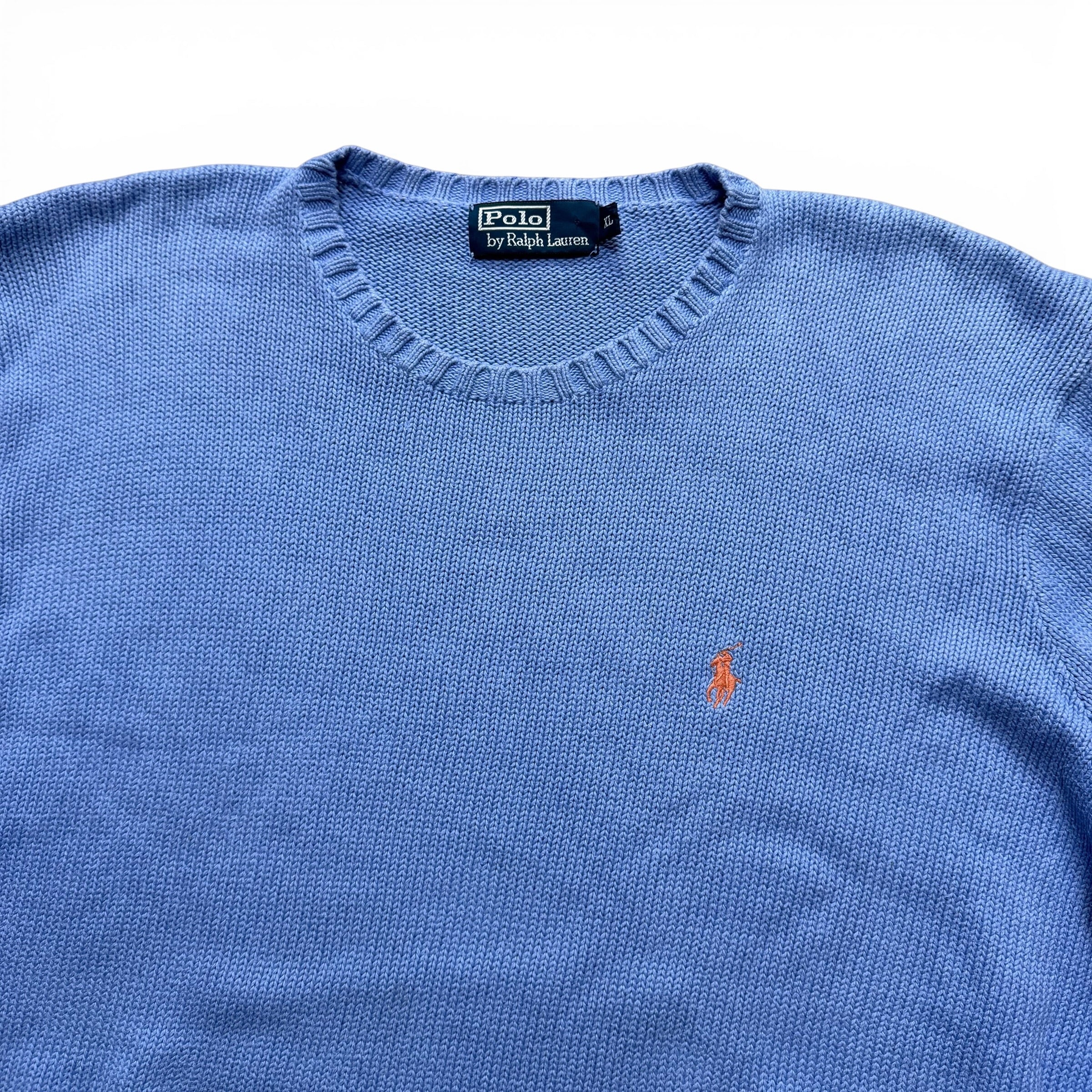 Polo Ralph Lauren Vintage Strick Sweater Pullover Hellblau Size XL