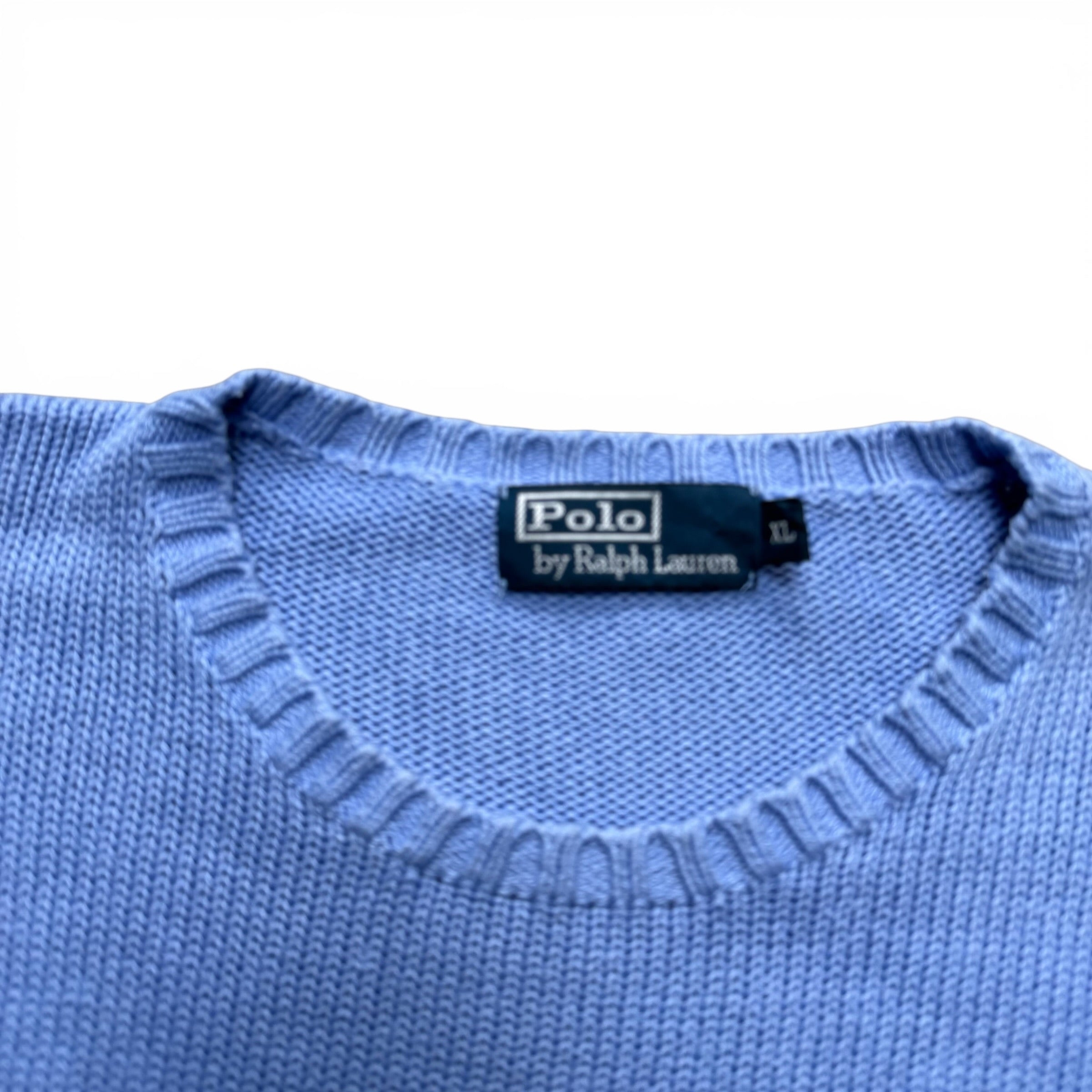 Polo Ralph Lauren Vintage Strick Sweater Pullover Hellblau Size XL