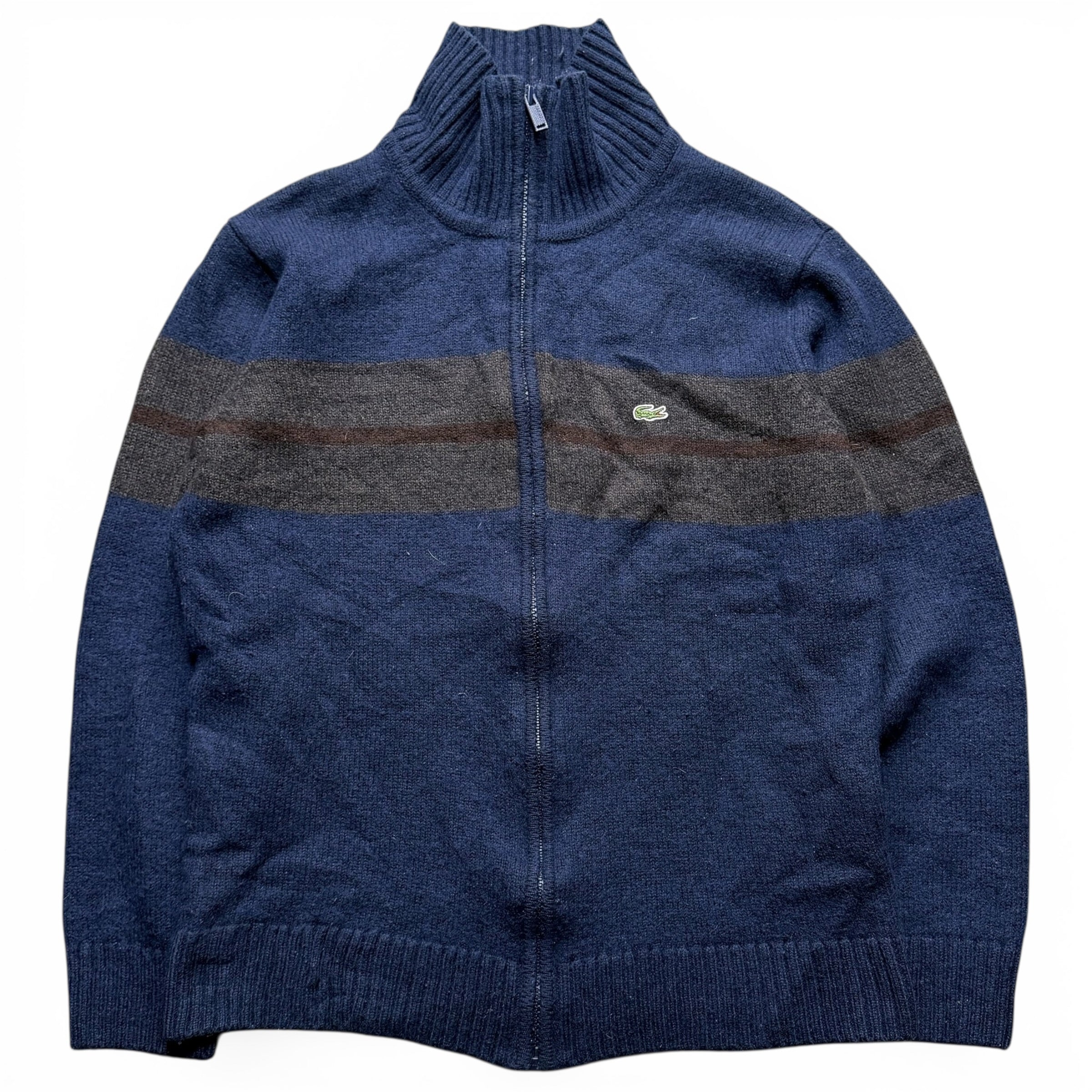 Lacoste Vintage Strickjacke Jacket Dunkelblau Braun Laine Size M